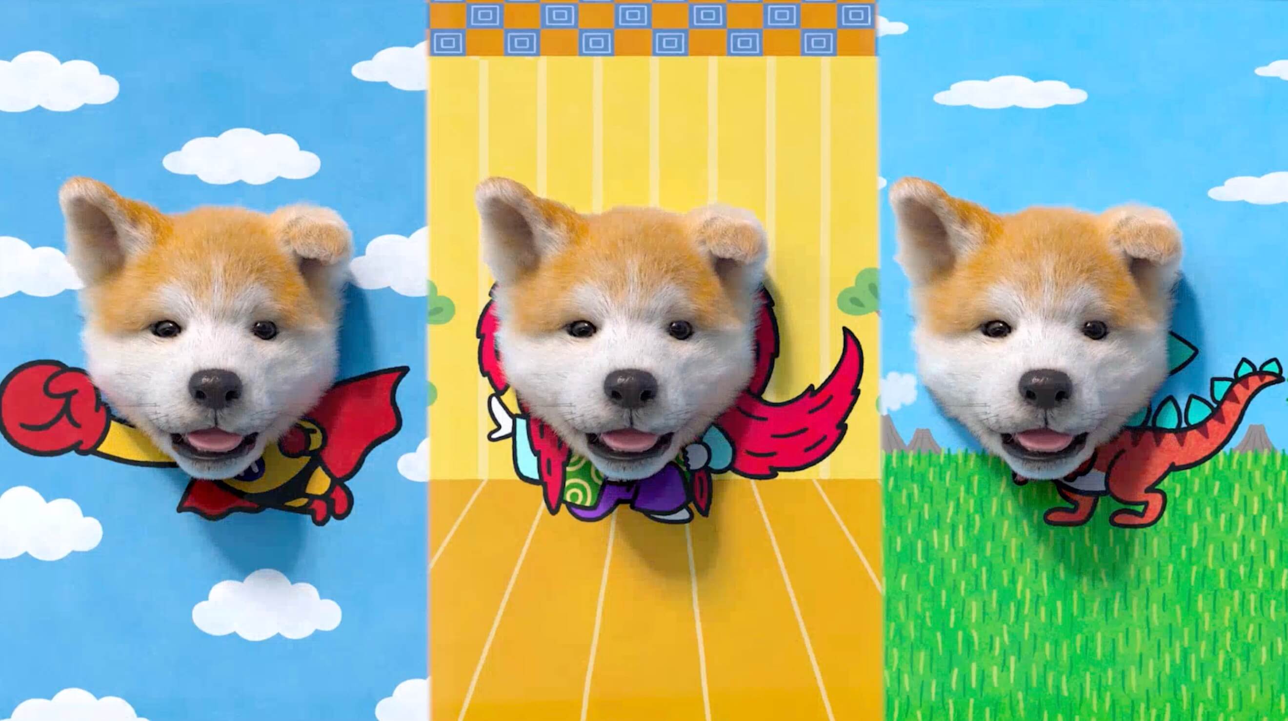 “肉眼3D”で飛び出す秋田犬広告動画